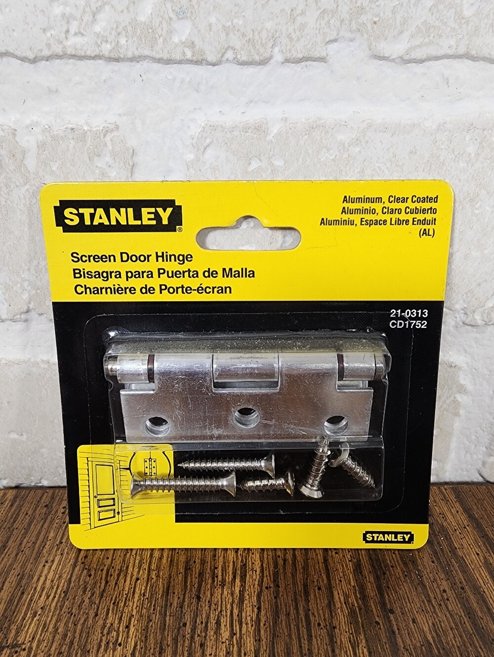 Lot of 2 Stanley Screen Door Hinges Aluminum clear coated 21-0313 NIB